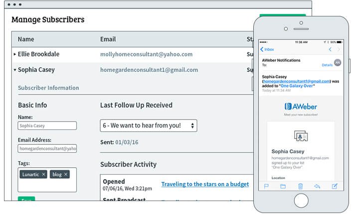 AWeber email list management